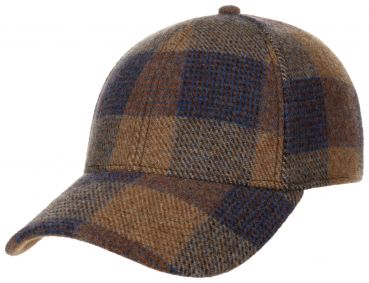Stetson Baseball Cap Check Wool cognac/sand/blue