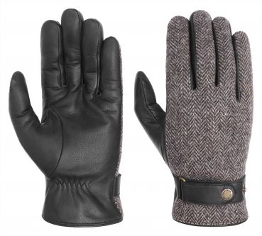 Stetson Handschuhe Leder/Stoff Fischgrat