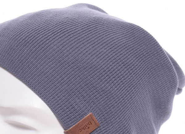 Balke Strick-Mütze 2-way UNI Baumwolle mit Umschlag grau