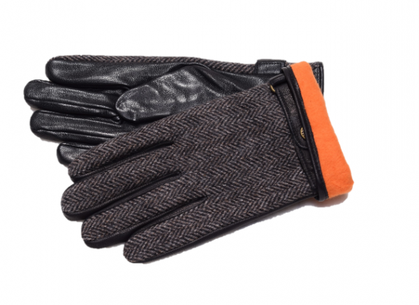 Stetson Handschuhe Leder/Stoff Fischgrat